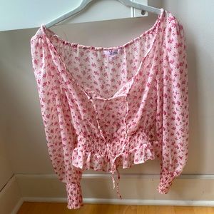 Pink floral blouse